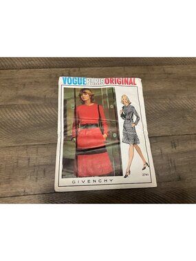 Vogue Givency 2741 Sewing Pattern Dress Semi Fitted A-Line Contrast Size 12